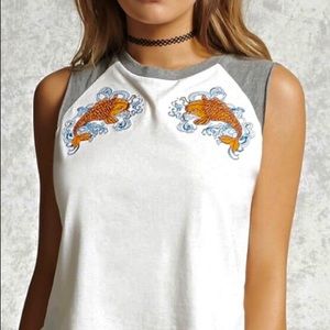 Forever 21 Koi Fish Muscle Tee